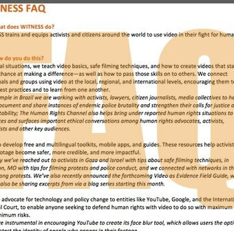 WITNESS FAQ