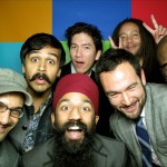 Red Baraat band members mug for the camera